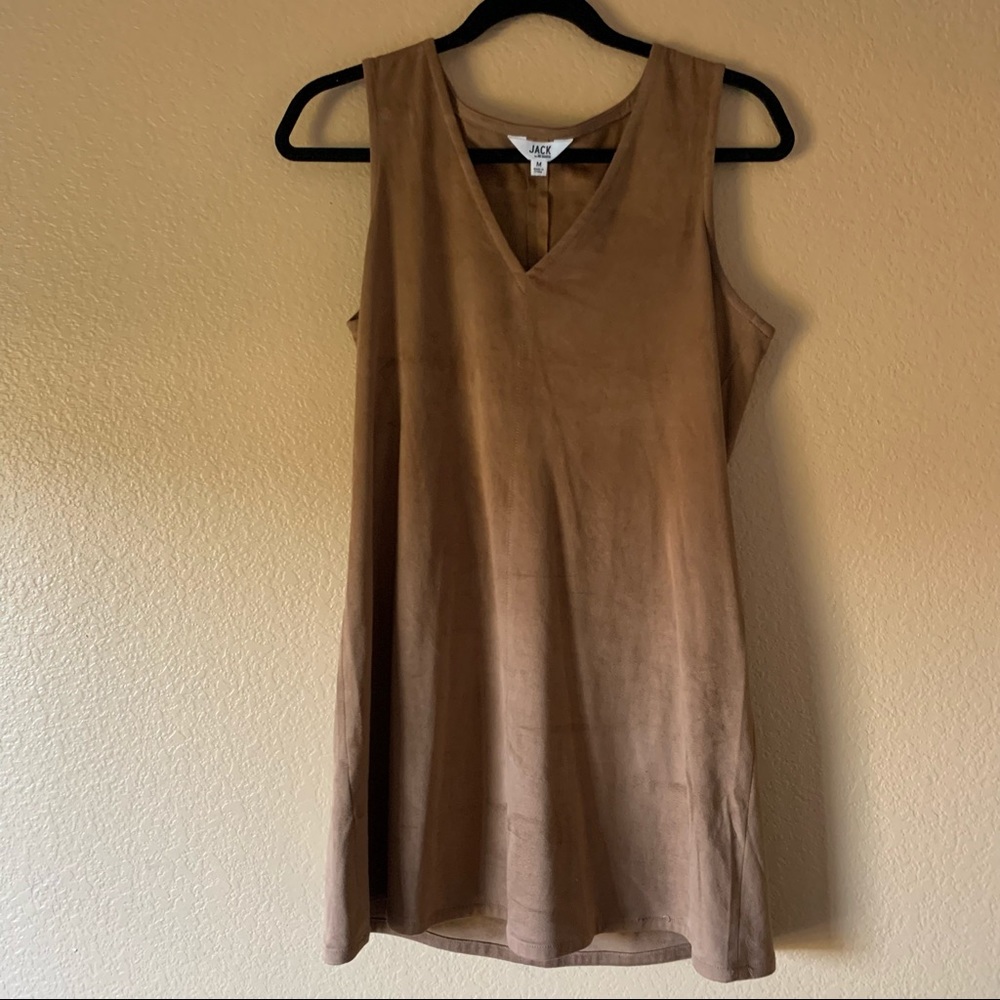 JACK BY BB DAKOTA Coyle Drapey Faux Suede Dress In Camel - Medium - NWOT